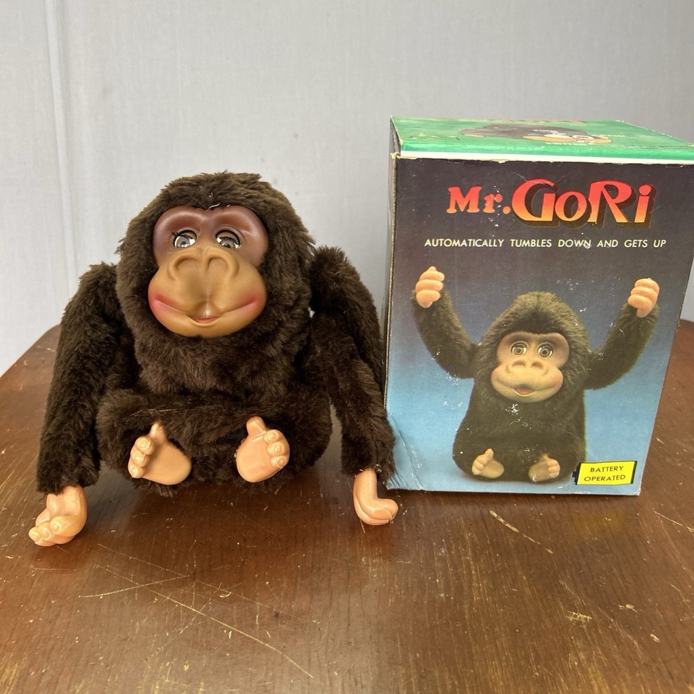 VINTAGE MR. GORI TUMBLING GORILLA In The Box Rare Rubber Face Battery Operated
